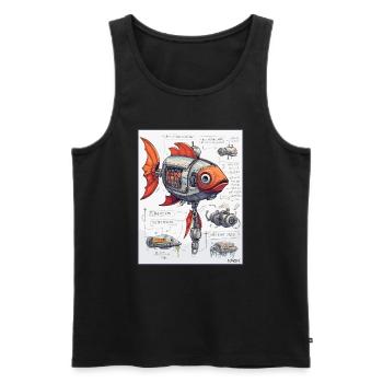 Technical Sketch of Mechanical Robot Fish - Men's Premium Organic Tank Top - black - Front - AI Model Male 178 light (178cm)