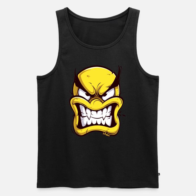 Wütendes Cartoon-Gesicht - Männer Premium Bio Tank Top - Schwarz
