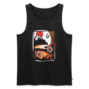 A beautiful woman enjoys the beauty of nature - Men's Premium Organic Tank Top - black - Front - AI Model Male 178 light (178cm)