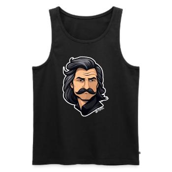 Zurück in die 80er: Attraktiver Schnurrbart Mann - Männer Premium Bio Tank Top - Schwarz - Vorne - Michal (187cm)