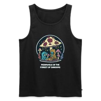 Mittlerweile im magischen Wald der Pilze - Männer Premium Bio Tank Top - Schwarz - Vorne - AI Model Male 178 light (178cm)