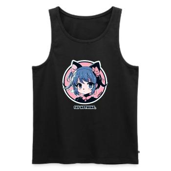 The cutest cute anime girl, don't say anything - Men's Premium Organic Tank Top - black - Front - AI Model Male 178 light (178cm)