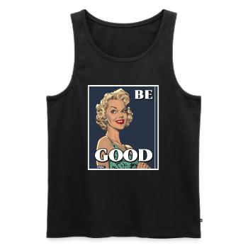 Femme au foyer nostalgique : message de bien-être - Débardeur bio Premium Homme - noir - Devant - Michal (187cm)