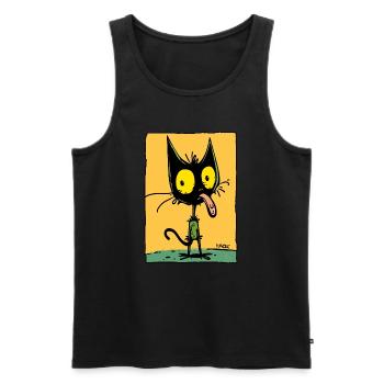 The coolest naughty cartoon cat, funny cat - Men's Premium Organic Tank Top - black - Front - Michal (187cm)
