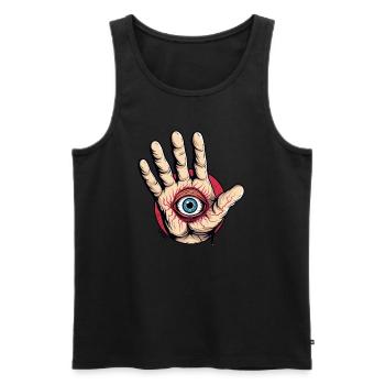 Hand with eye: Watch out! - Men's Premium Organic Tank Top - black - Front - AI Model Male 178 light (178cm)