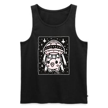 Enlèvement extraterrestre d’un cochon mignon - Débardeur bio Premium Homme - noir - Devant - Michal (187cm)