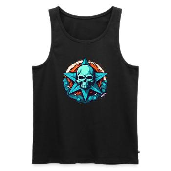 Nature Scene: Star and Skull - Men's Premium Organic Tank Top - black - Front - AI Model Male 178 light (178cm)