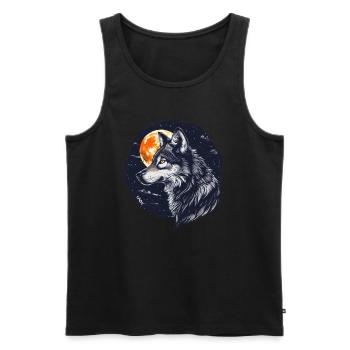 Wolf and full moon - Men's Premium Organic Tank Top - black - Front - Michal (187cm)