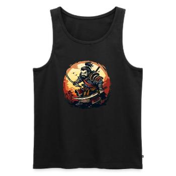 Lustiger und cooler japanischer Samurai - Männer Premium Bio Tank Top - Schwarz - Vorne - AI Model Male 178 light (178cm)