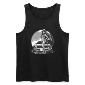 Strand-Schönheit Babe und Muscle Car - Männer Premium Bio Tank Top - Schwarz - Vorne - AI Model Male 178 light (178cm)