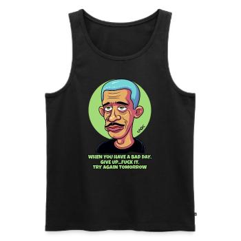 Nach einem schlechten Tag, versuche morgen wieder - Männer Premium Bio Tank Top - Schwarz - Vorne - AI Model Male 178 light (178cm)