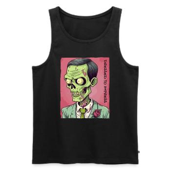 Habillé pour impressionner : Zombie Gentleman - Débardeur bio Premium Homme - noir - Devant - AI Model Male 178 light (178cm)