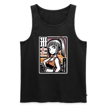 Anime Fille de la ville coquine - Débardeur bio Premium Homme - noir - Devant - Michal (187cm)