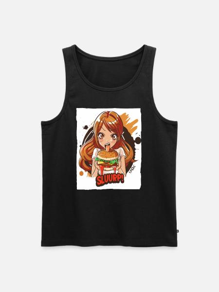 Anime-Mädchen liebt große Burger - Männer Premium Bio Tank Top - Schwarz