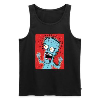 Cartoonkunst eines verrückten Typen - Männer Premium Bio Tank Top - Schwarz - Vorne - AI Model Male 178 light (178cm)