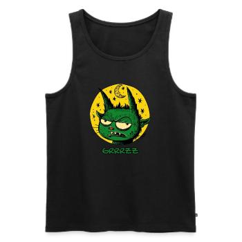 A Green Sleeping Leprechaun with Moon and Stars - Men's Premium Organic Tank Top - black - Front - Michal (187cm)