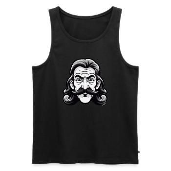 Schnurrbart Mann mit Nacken-Matte Vokuhila - Männer Premium Bio Tank Top - Schwarz - Vorne - Michal (187cm)