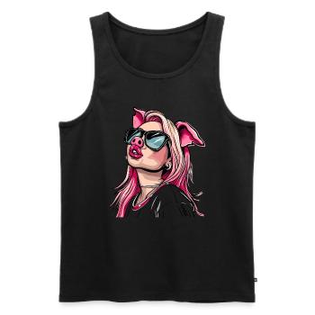 Superstar et influenceuse cool cochon girl - Débardeur bio Premium Homme - noir - Devant - Michal (187cm)