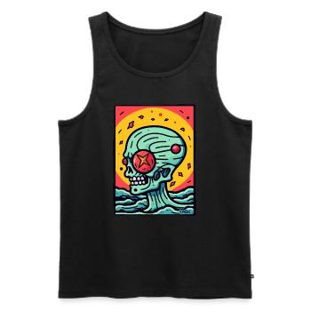 Super cooler abstrakter bunter Totenkopf - Männer Premium Bio Tank Top - Schwarz - Vorne - Michal (187cm)