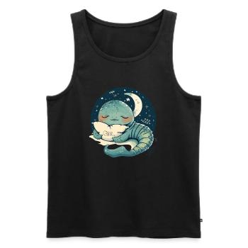 Sleepy worm with a pillow and the moon - Men's Premium Organic Tank Top - black - Front - AI Model Male 178 light (178cm)
