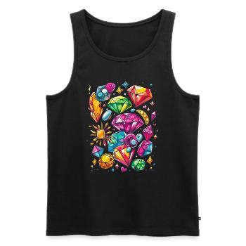Bijoux et bijoux : diamants et rubis - Débardeur bio Premium Homme - noir - Devant - Michal (187cm)