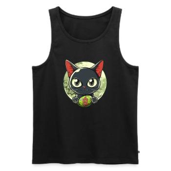 Cute Funny Happy Japanese Cat - Men's Premium Organic Tank Top - black - Front - Michal (187cm)