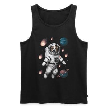 Adventure Space Dog - Men's Premium Organic Tank Top - black - Front - AI Model Male 178 light (178cm)