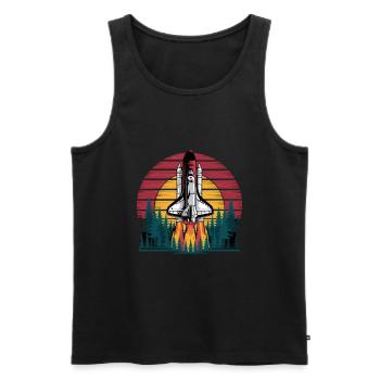 Aventure scientifique dans l’espace des fusées - Débardeur bio Premium Homme - noir - Devant - AI Model Male 178 light (178cm)