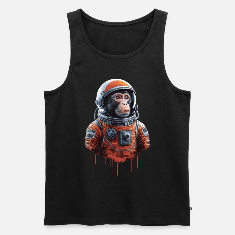 Weltraum Abenteuer Mit Astronautenaffe - Männer Premium Bio Tank Top - Schwarz