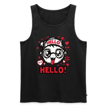 Le drôle de garçon bizarre bonjour-bonjour - Débardeur bio Premium Homme - noir - Devant - AI Model Male 178 light (178cm)
