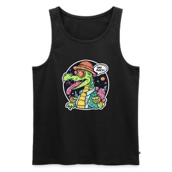 Alligator drôle aimant le jus - Débardeur bio Premium Homme - noir - Devant - Michal (187cm)
