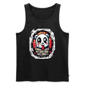 Herzen und cooler, lustiger, frecher Panda-Bär - Männer Premium Bio Tank Top - Schwarz - Vorne - Michal (187cm)