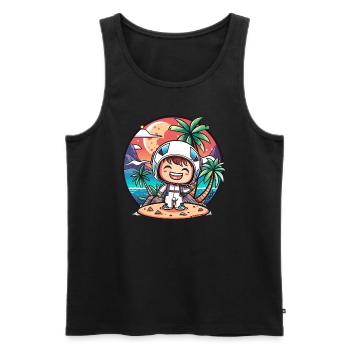 Little cute astronaut on an island - Men's Premium Organic Tank Top - black - Front - Michal (187cm)