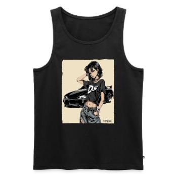 Anime Fahrerin: Japanisches JDM-Auto - Männer Premium Bio Tank Top - Schwarz - Vorne - AI Model Male 178 light (178cm)