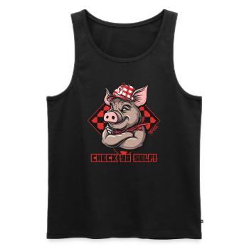 Check Yourself, Trucker Hat Pig - Men's Premium Organic Tank Top - black - Front - Michal (187cm)