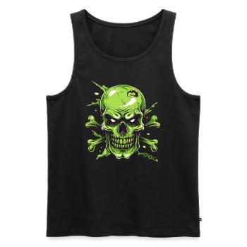Angry Green Skull - Men's Premium Organic Tank Top - black - Front - Michal (187cm)