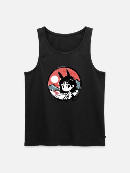 Japanese Red Sun: Girl Bunny - Men's Premium Organic Tank Top - black