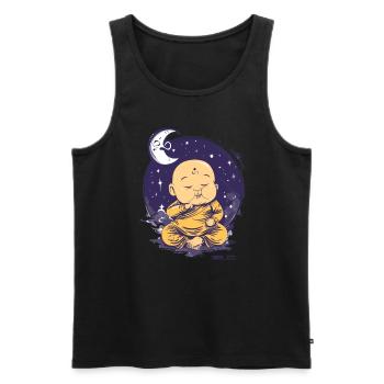Sleeping Baby Buddha with Moon and Stars - Men's Premium Organic Tank Top - black - Front - AI Model Male 178 light (178cm)