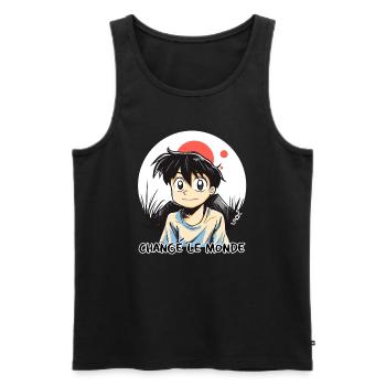 Change le monde, change the world, change the world - Men's Premium Organic Tank Top - black - Front - AI Model Male 178 light (178cm)