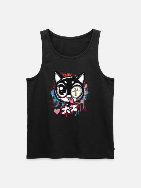 The crazy, funny, weird cartoon cat - Men's Premium Organic Tank Top - black