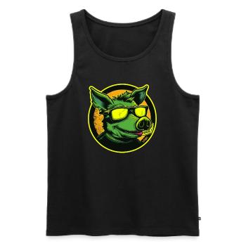 Green Cool Pig: All Poop - Men's Premium Organic Tank Top - black - Front - Michal (187cm)