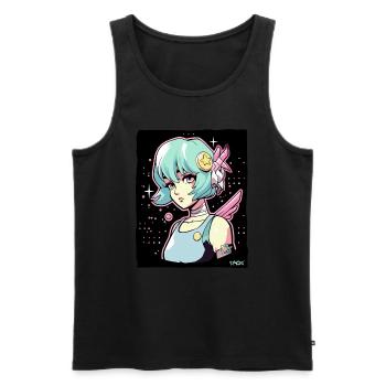 Coole Anime Sci-Fi-Cyborg-Mädchen - Männer Premium Bio Tank Top - Schwarz - Vorne - AI Model Male 178 light (178cm)