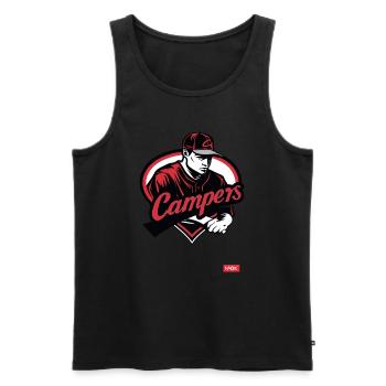 Équipe parodique de campeurs de baseball - Débardeur bio Premium Homme - noir - Devant - AI Model Male 178 light (178cm)