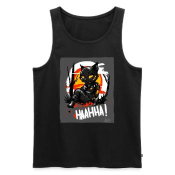 Hahaha, coole Katze sitzt im Baum - Männer Premium Bio Tank Top - Schwarz - Vorne - AI Model Male 178 light (178cm)