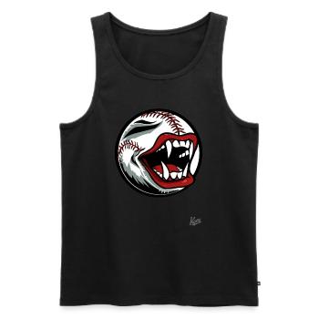 Baseball mascot with vampire teeth - Men's Premium Organic Tank Top - black - Front - Michal (187cm)