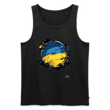 We are still here: An icon of Ukraine - Men's Premium Organic Tank Top - black - Front - AI Model Male 178 light (178cm)