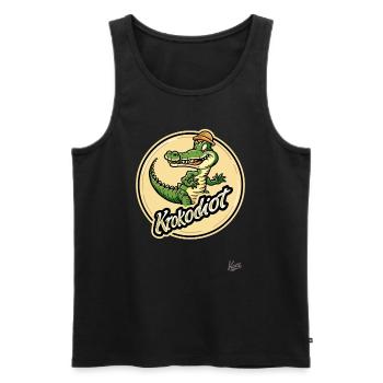 Lustiger Alligator: Kroko-Idiot - Männer Premium Bio Tank Top - Schwarz - Vorne - Michal (187cm)