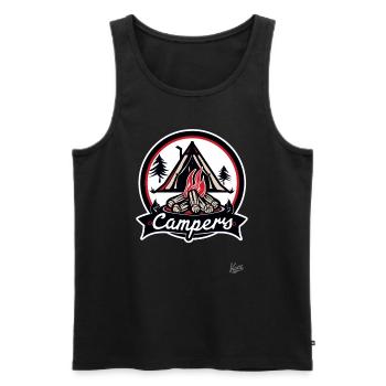 Tent and Campfire for Camping Lovers Campers - Men's Premium Organic Tank Top - black - Front - Michal (187cm)