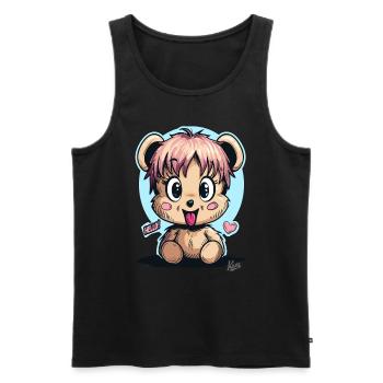 Niedlicher und Lustiger Kuschelbär: Hallo - Männer Premium Bio Tank Top - Schwarz - Vorne - Michal (187cm)