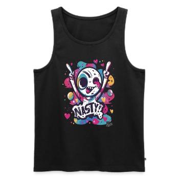 Super méchant moche drôle graffiti man - Débardeur bio Premium Homme - noir - Devant - Michal (187cm)